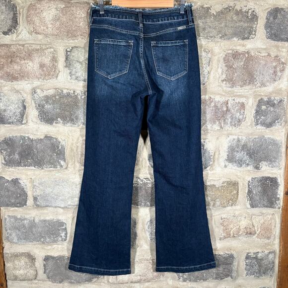 Kancan Makayla‎ Ultra High Rise Flare Wide Leg Jeans Size 26 /5 Dark Wash Raw - Picture 5 of 13